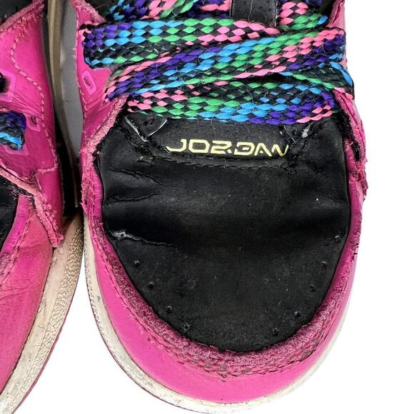 Jordan Flight SC-1 Leather Sneakers Girls Size 13C Hot Pink/Black - Picture 11 of 13